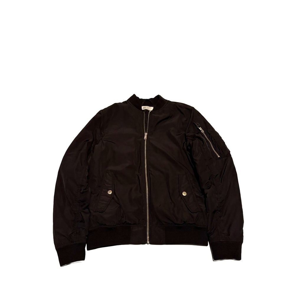 HM Kids Black Bomber Jacket‎ Full Zip Utility Flight Jacket Size 11-12Y